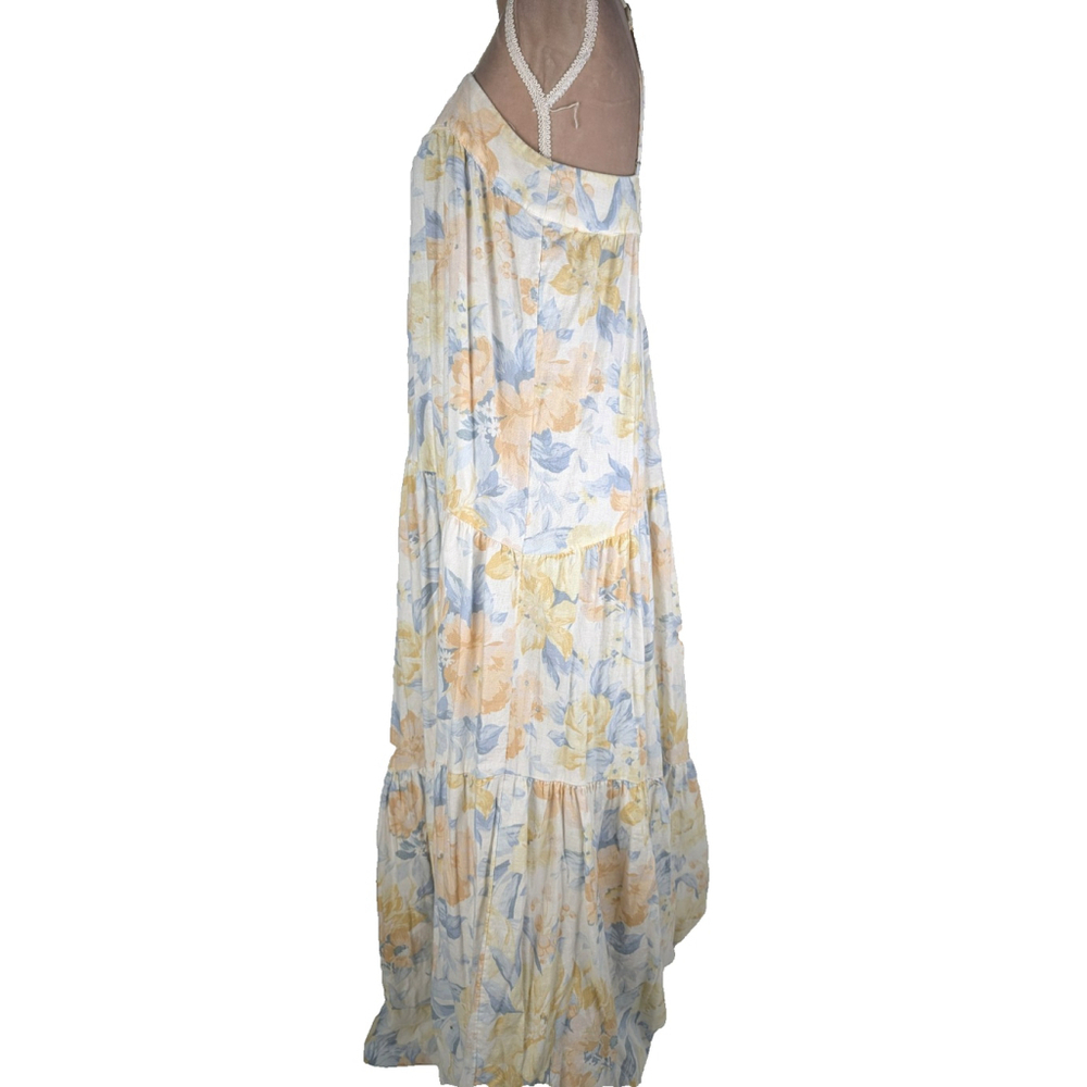 Abercrombie & Fitch Ruffle Floral Maxi Dress Sz L FairyCore Cottage Preppy Girly - Picture 3 of 12